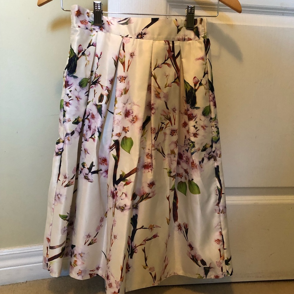 Choies Cream Pink Midi A-Line Skirt